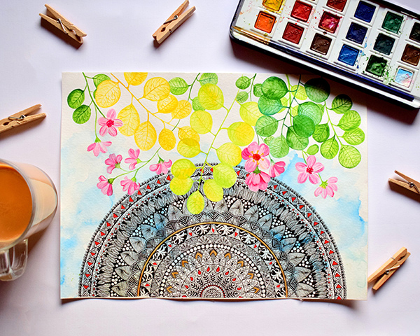 mandala_for_MARI_ny Watercolor of a mandala - MARI in Rochester, NY